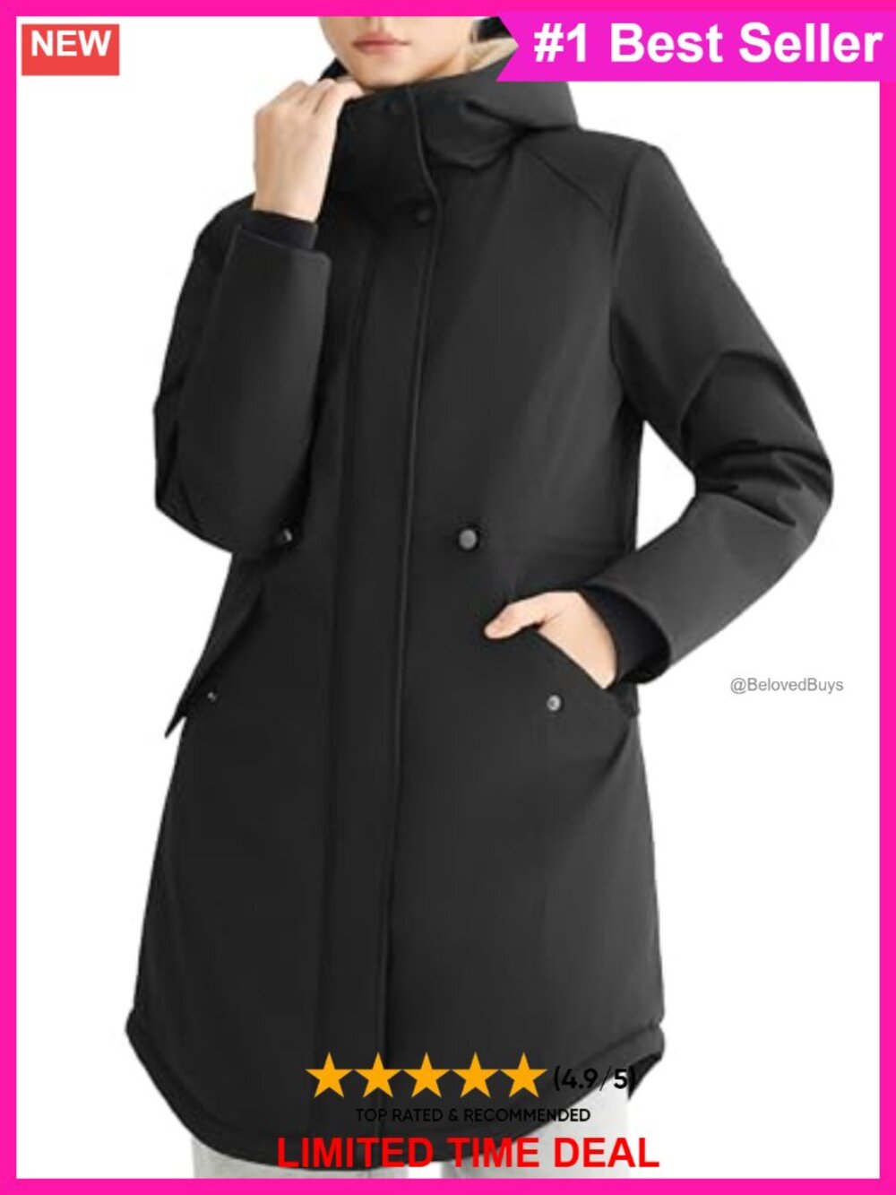 Fleece Lined Hooded Puffer Winter Coat Waterproof Parka